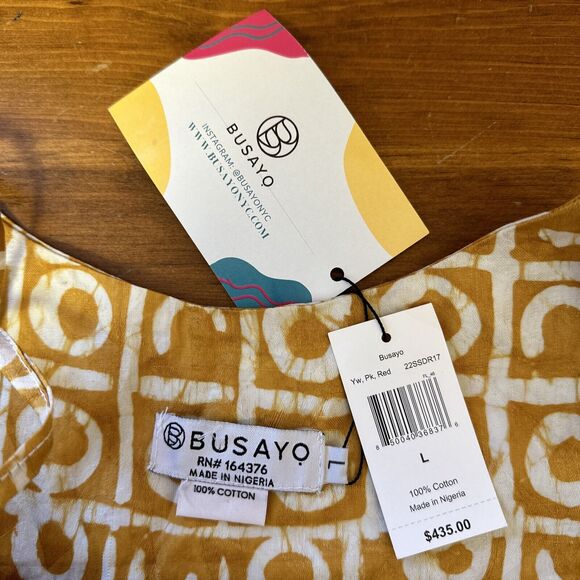 Busayo NWT Women's Large Tiered Dress Africa Prairie Cottage Core Boho Island - Picture 8 of 10